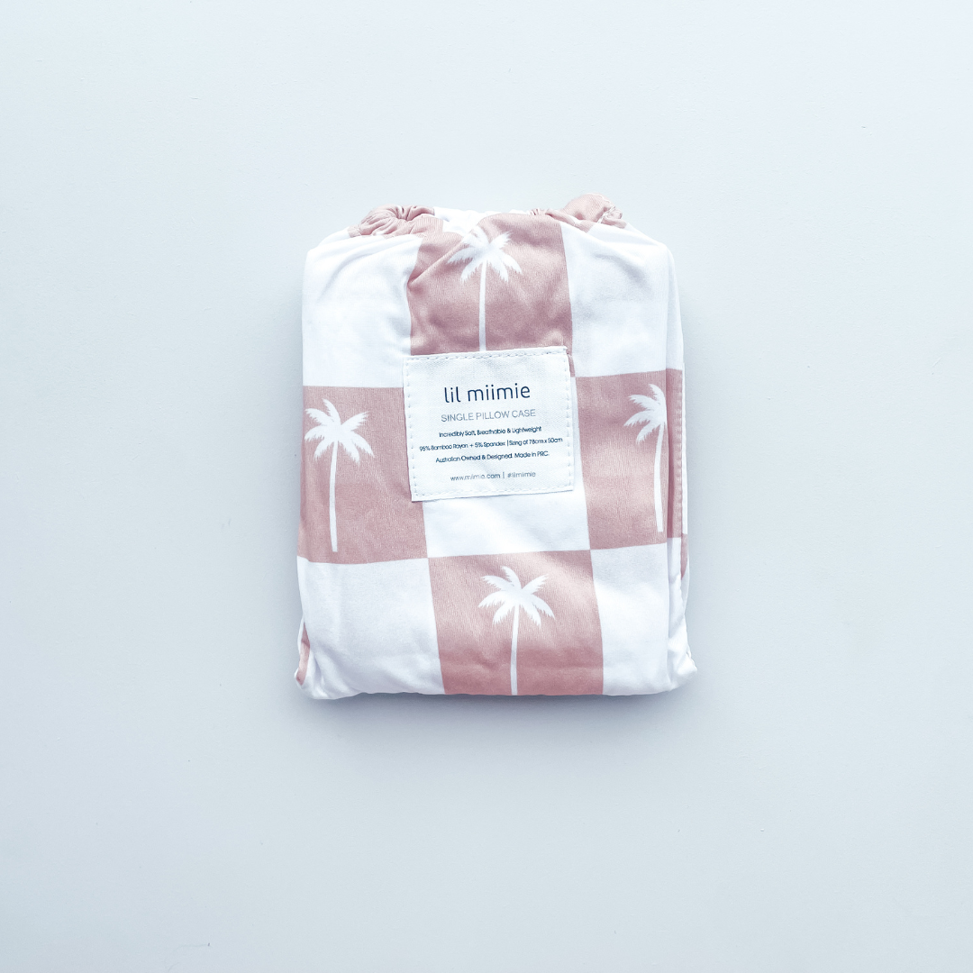 Single Pillowcase | Beige Palm Gingham