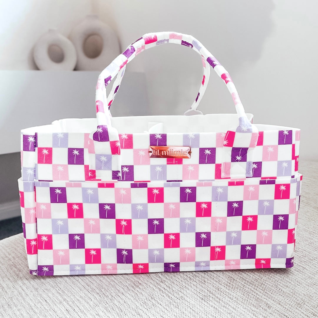 Ultimate Caddy Baby Bag - Pink Palms Gingham