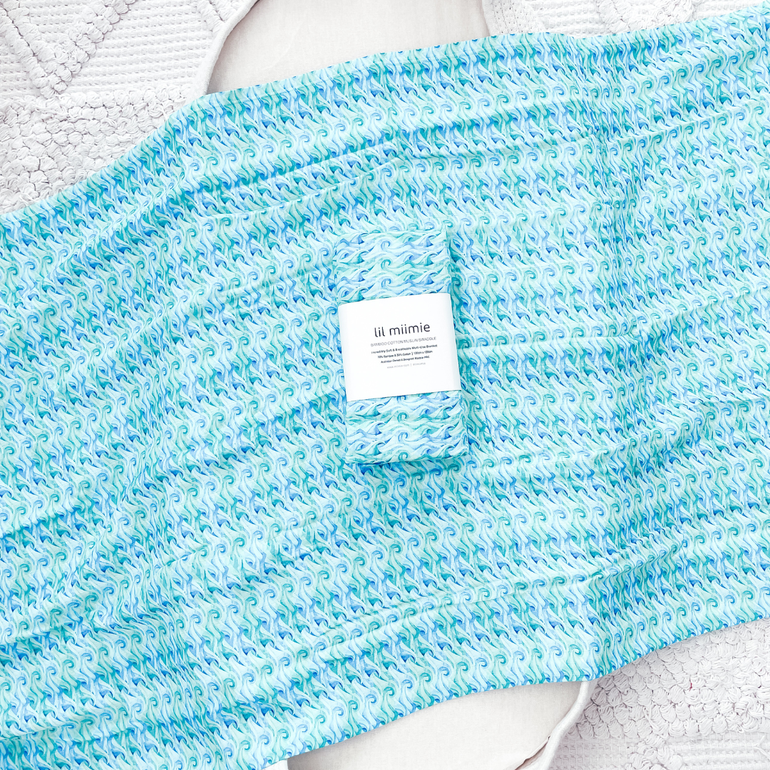 Bamboo Muslin Swaddle - Break Waves