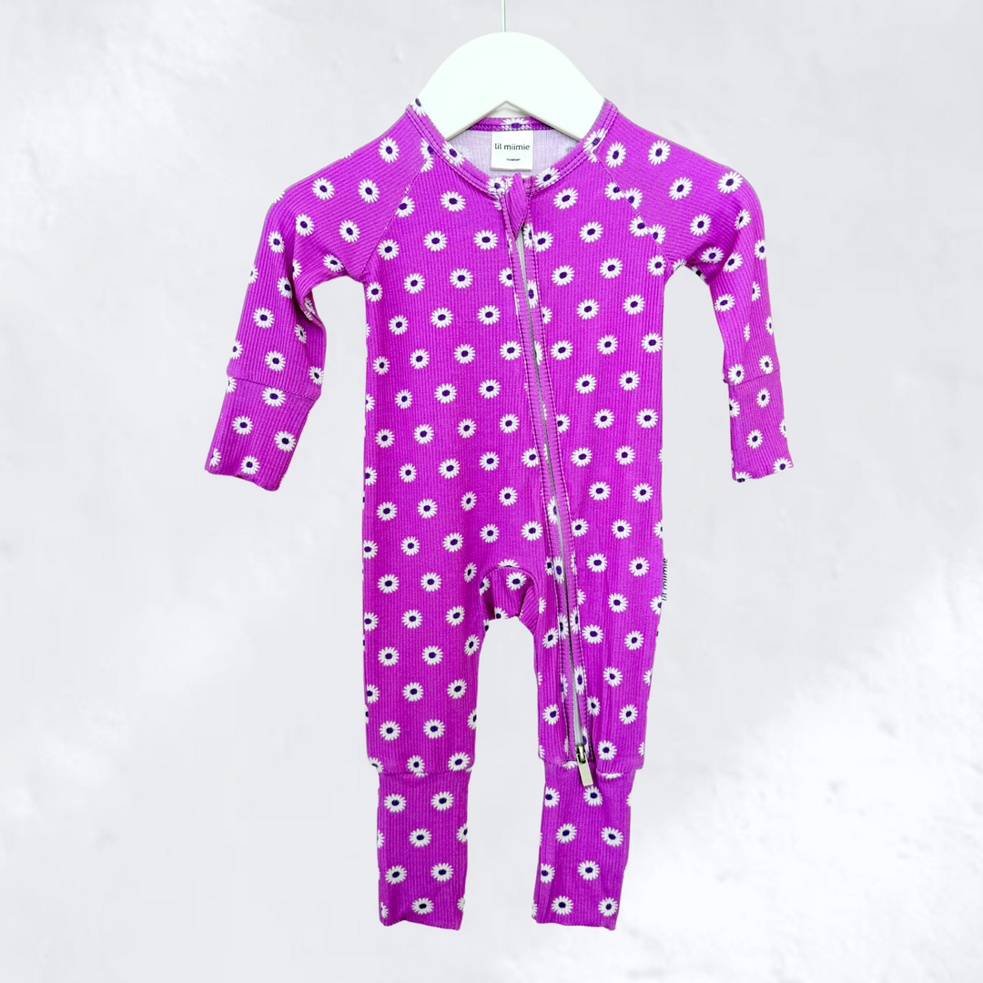 Zipper Onesie - Purple Daisy
