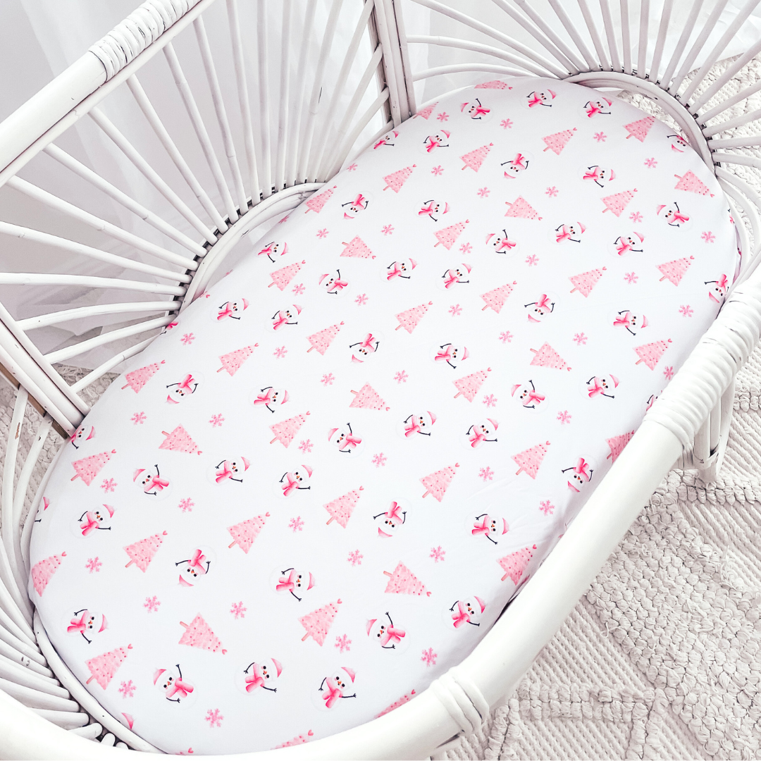Bassinet Sheet/Change Cover | Pink Snow