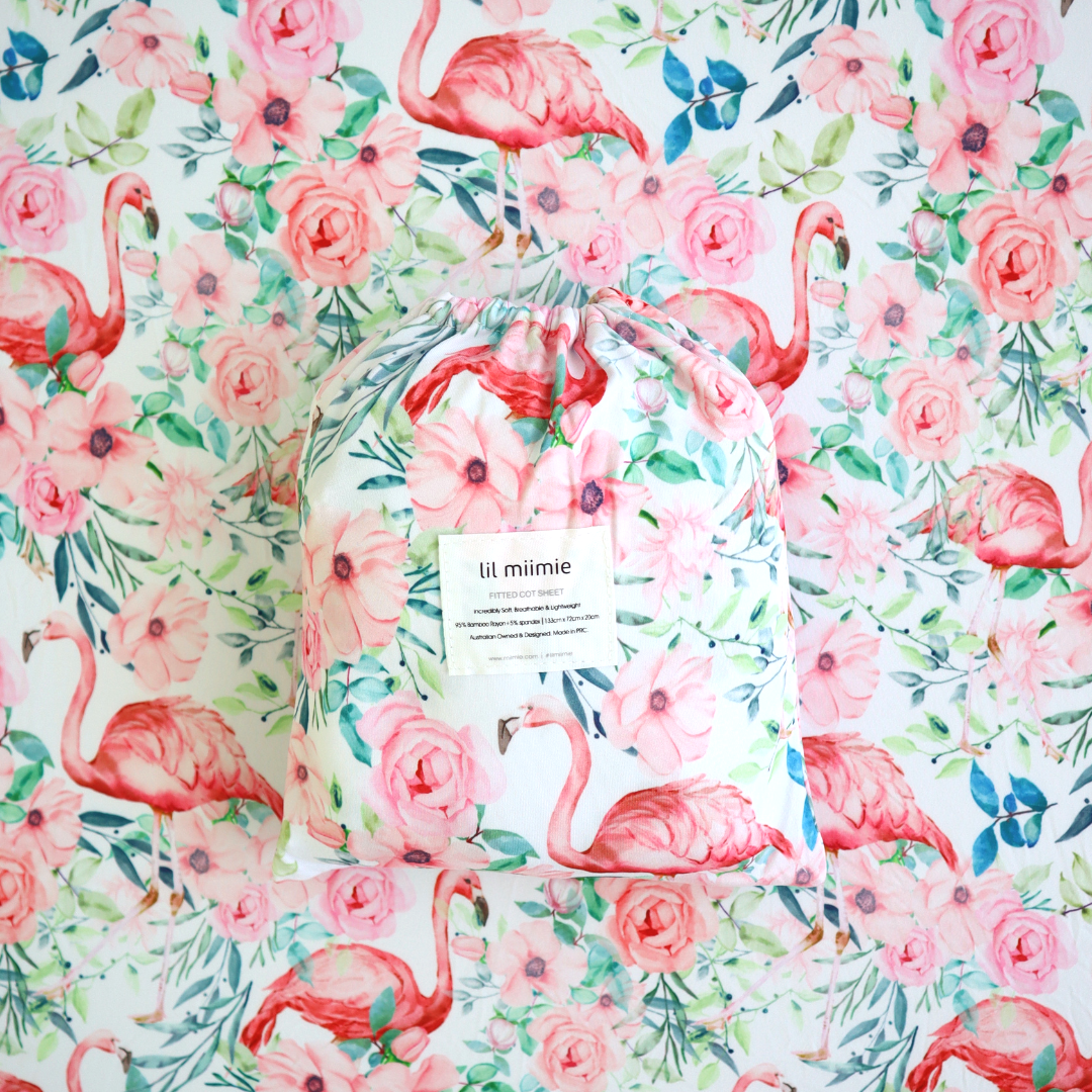 Cot Sheet | Pink Flamingo
