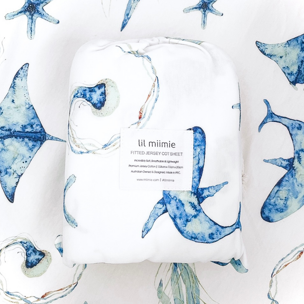 PRE ORDER Deep Ocean Bamboo Cot Sheet