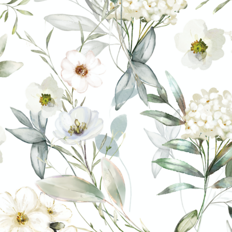 (PRE-ORDER) White Floral - Bamboo Bassinet Sheet/Change Mat Cover