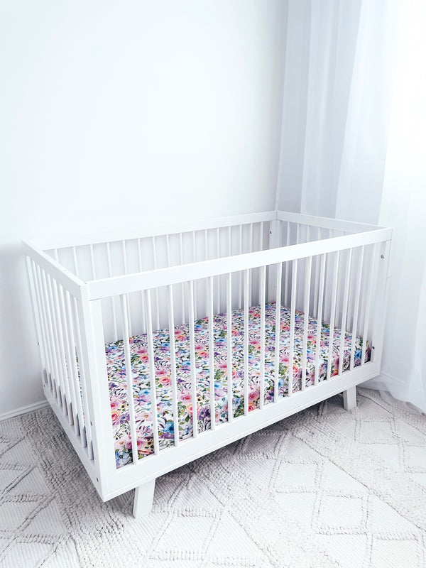 (PRE-ORDER) Pastel Pink Floral - Bamboo Cot Sheet