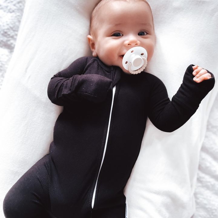 Zipper Onesie - Charcoal Black