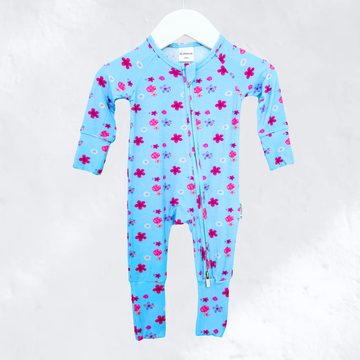 Zipper Onesie - BLUE SUMMER BLOOM (PRE-ORDER)