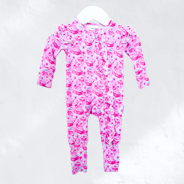Zipper Frill Onesie - CUPCAKES (PRE-ORDER)