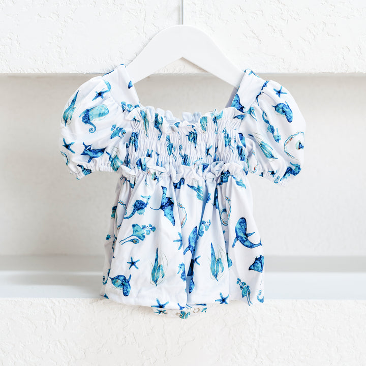 PICNIC FRILL DRESS | DEEP OCEAN