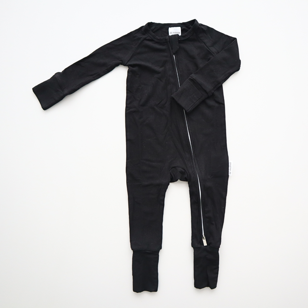 Zipper Onesie - Charcoal Black