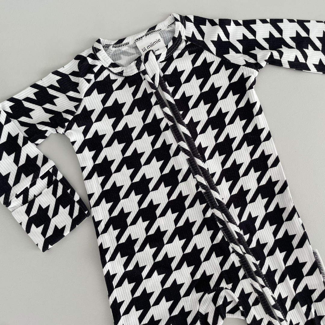 Zipper Onesie - HOUNDSTOOTH