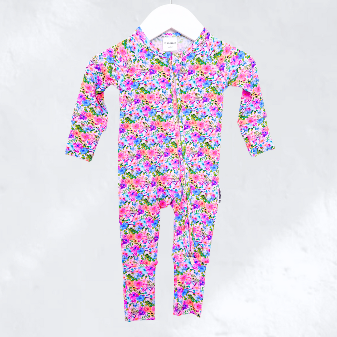 Zipper Onesie - PASTEL FLORAL (PRE-ORDER)