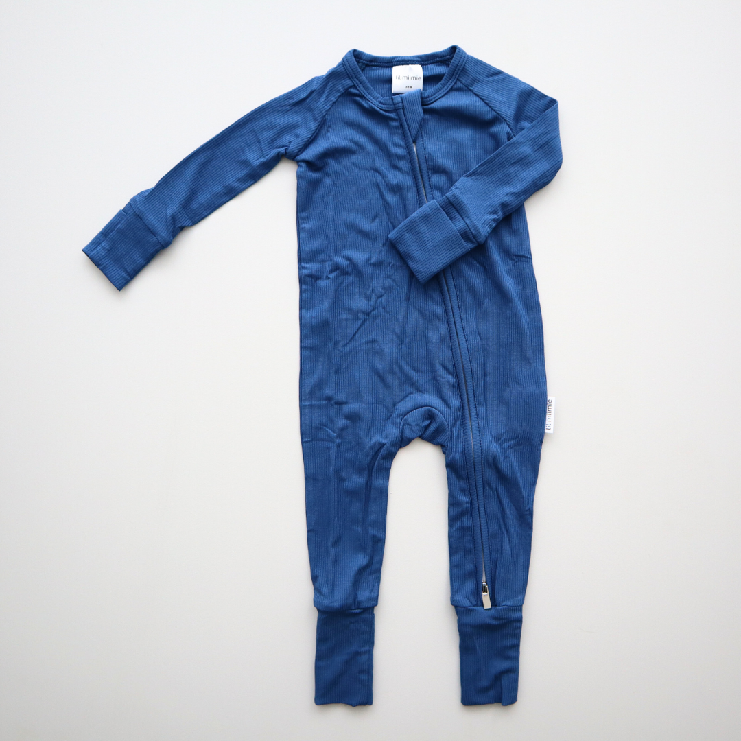 Zipper Onesie - Navy Blue