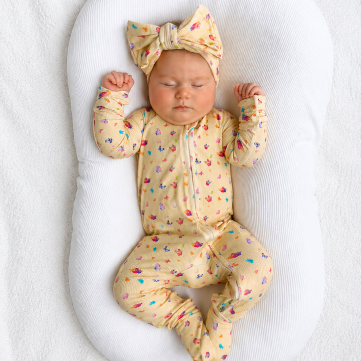 Zipper Onesie - YELLOW BUTTERFLIES (PRE-ORDER)