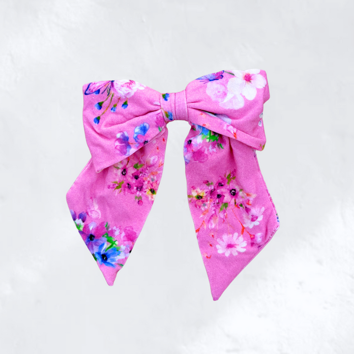 BOW CLIP | PINK BUTTERFLY GARDEN