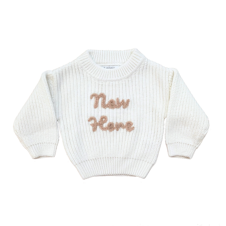 'NEW HERE' KNIT JUMPER | MILK WHITE