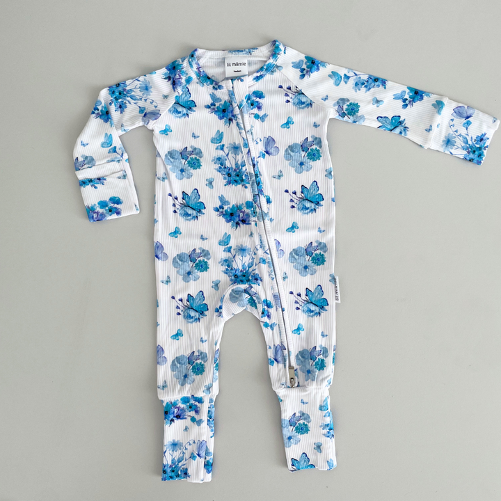 Zipper Onesie - BLUE BUTTERFLY (PRE-ORDER)