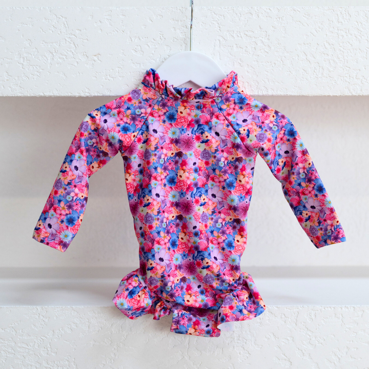 LONG SLEEVE FRILL SWIMSUIT | BLOSSOM VIVID