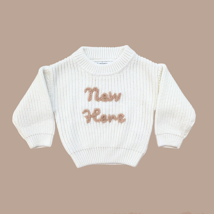 'NEW HERE' KNIT JUMPER | MILK WHITE