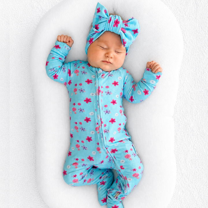 Zipper Onesie - BLUE SUMMER BLOOM (PRE-ORDER)