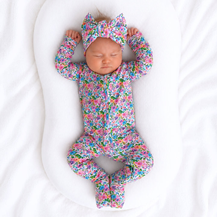 Zipper Onesie - PASTEL FLORAL (PRE-ORDER)