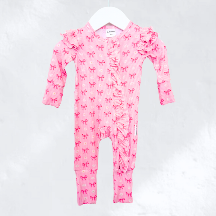 Zipper Frill Onesie - Bows