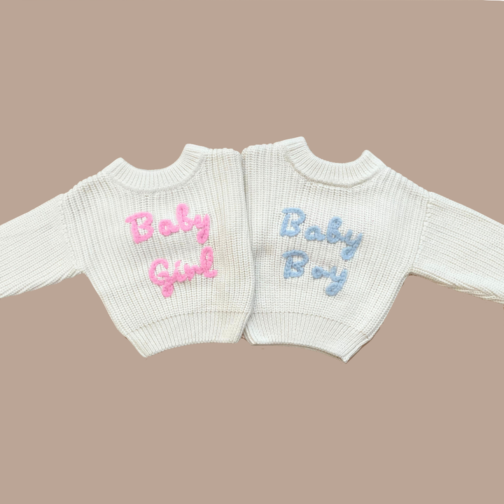 GENDER REVEAL JUMPER | REVERSIBLE BABY GIRL/ BOY