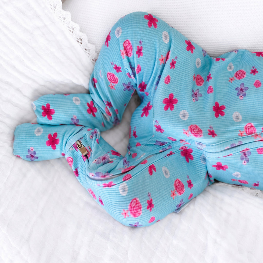 Zipper Onesie - BLUE SUMMER BLOOM (PRE-ORDER)