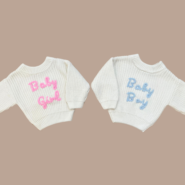 GENDER REVEAL JUMPER | REVERSIBLE BABY GIRL/ BOY