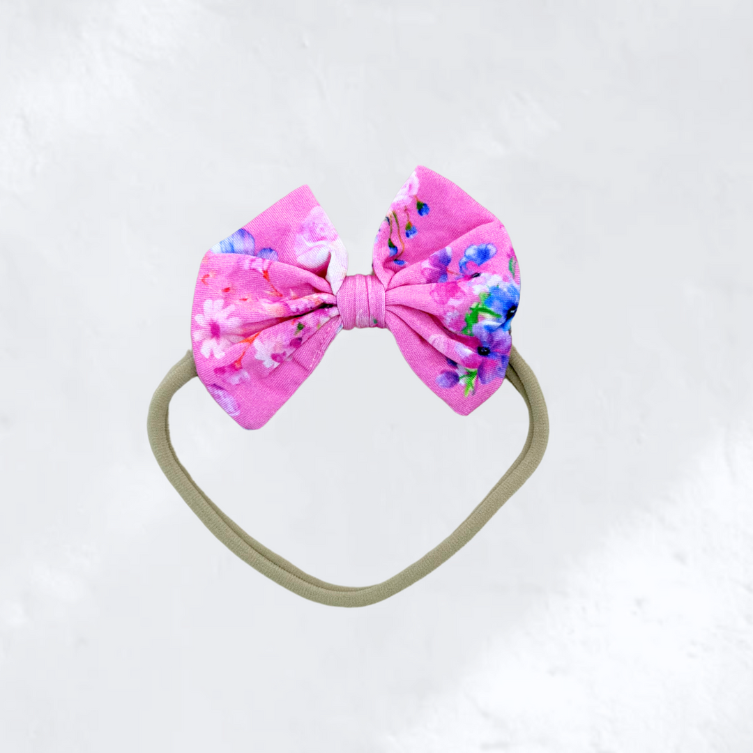 BOW HEADBAND | PINK BUTTERFLY GARDEN