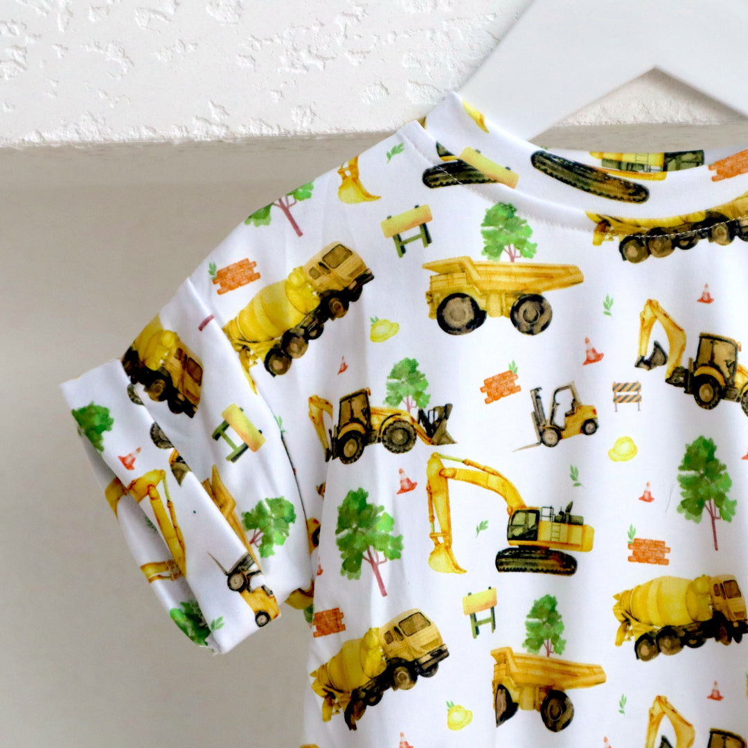 T-SHIRT ROMPER | CONSTRUCTION TRUCKS