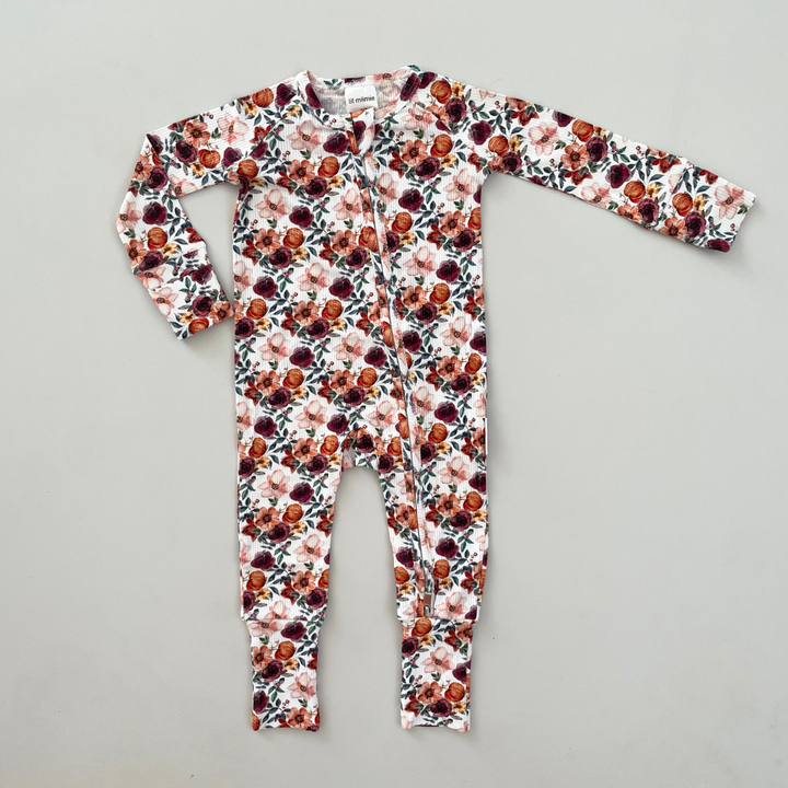 Zipper Onesie - FLORAL PUMPKIN