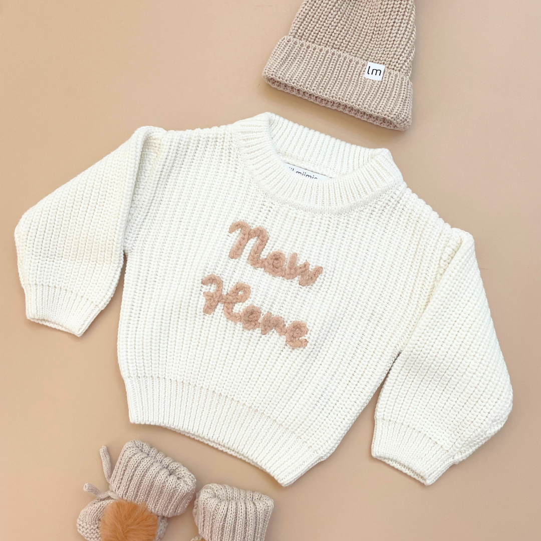 'NEW HERE' KNIT JUMPER | MILK WHITE