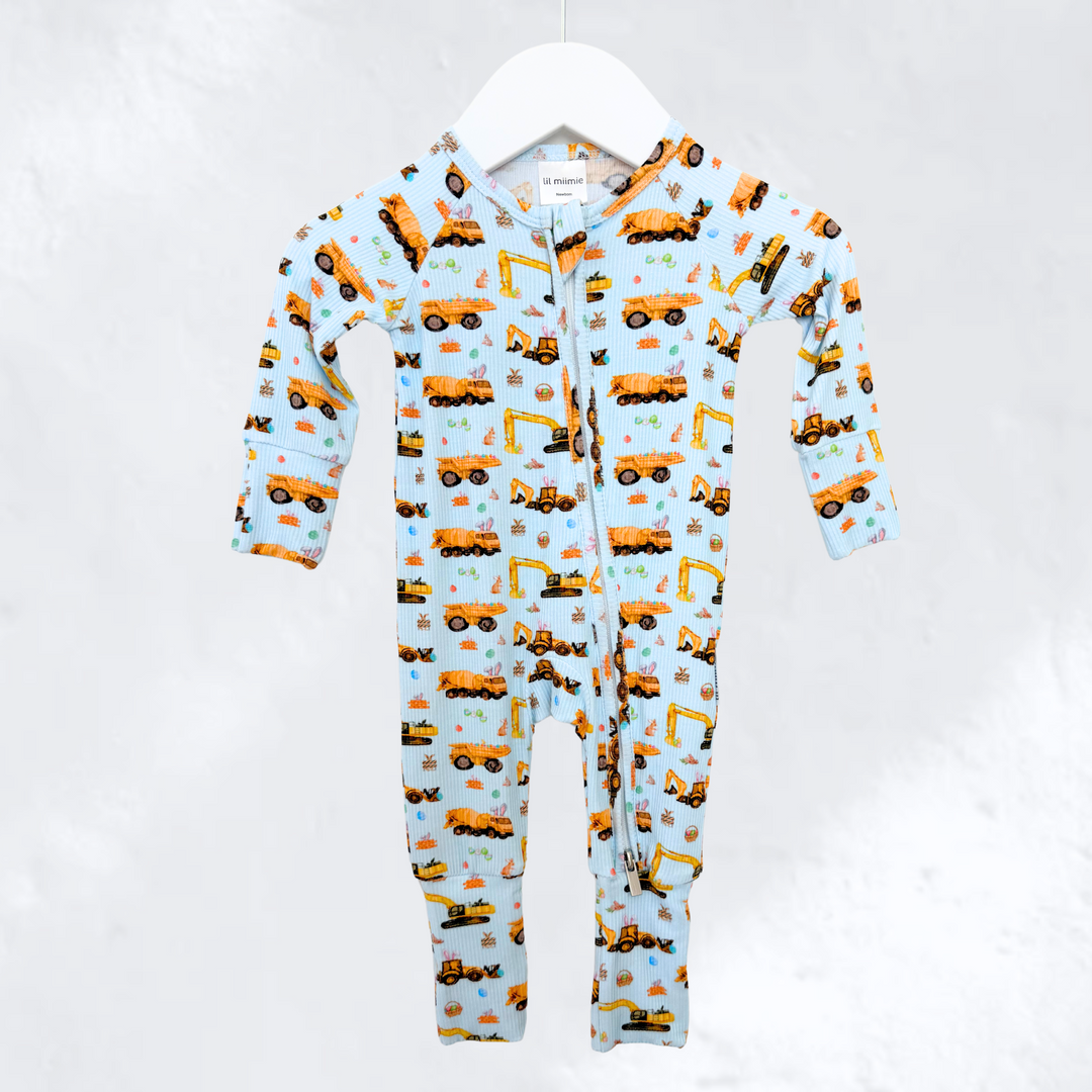 Zipper Onesie - Bunny Construction