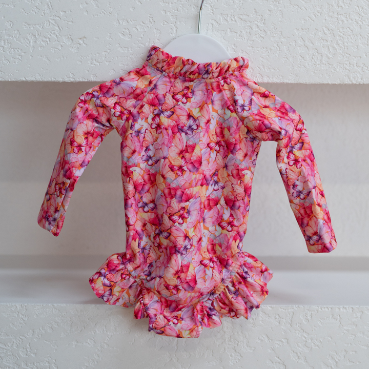 LONG SLEEVE FRILL SWIMSUIT | BUTTERFLY DREAMS