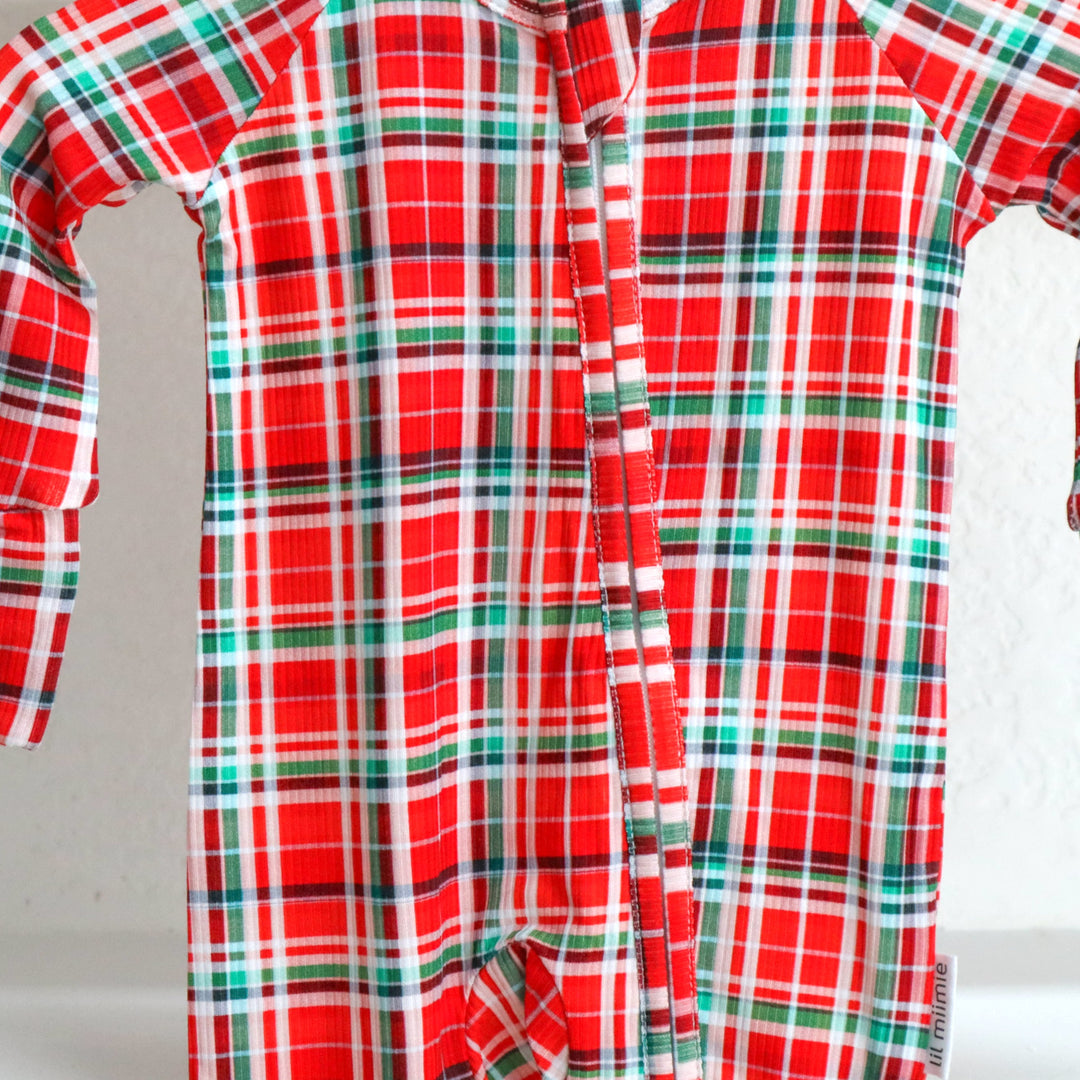 Zipper Onesie | CHRISTMAS PLAID