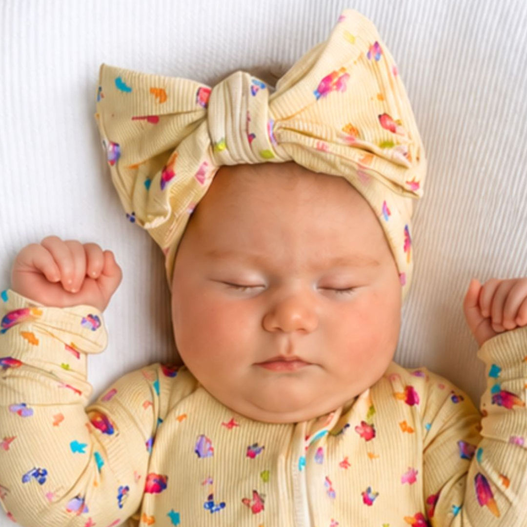 Topknot Bow - Yellow Butterflies (PRE-ORDER OCT)