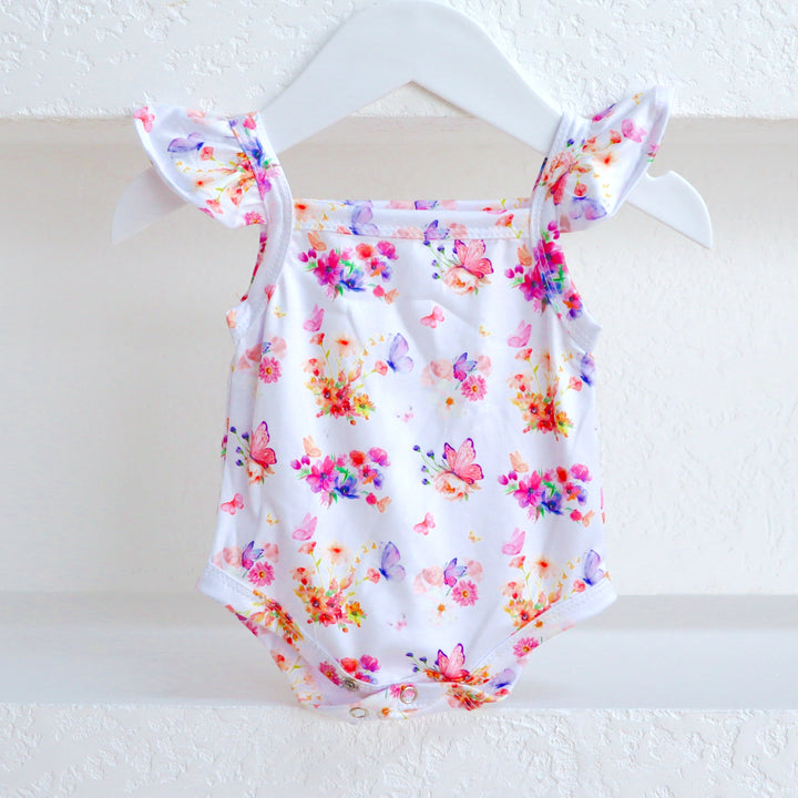 RUFFLE ROMPER | BUTTERFLY GARDEN