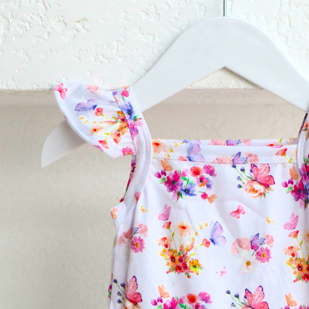 RUFFLE ROMPER | BUTTERFLY GARDEN