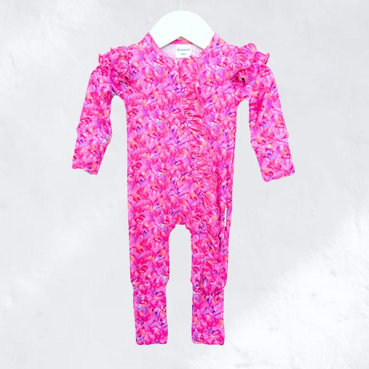 Zipper Frill Onesie - PINK BUTTERFLY DREAMS (PRE-ORDER)
