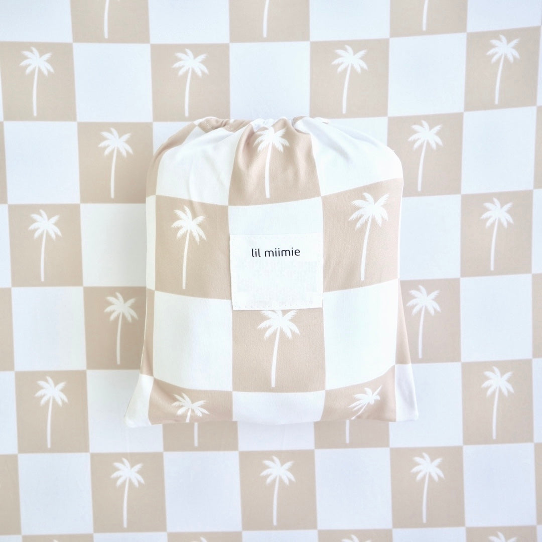 Bassinet/Change Cover | Beige Palms Gingham (pre-order)