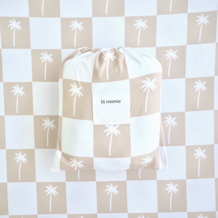 Bassinet/Change Cover | Beige Palms Gingham