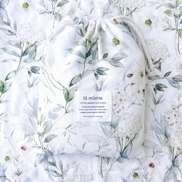 White Floral - Jersey Cotton Cot Sheet