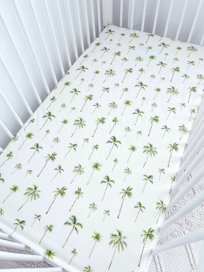 Tropical Palms - Jersey Cotton Cot Sheet