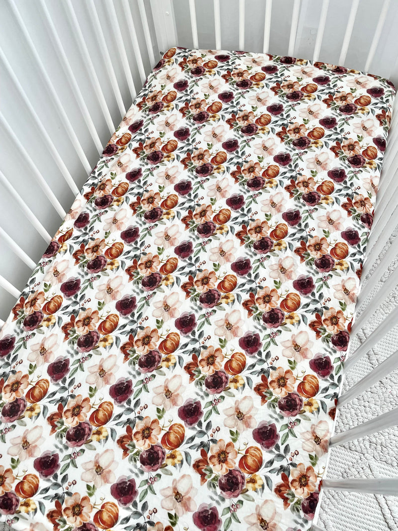 Fall Florals - Jersey Cotton Cot Sheet