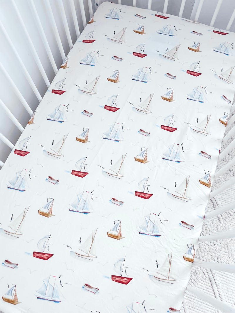 Sailing Boats - Jersey Cotton Cot Sheet